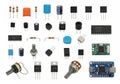 Assorted electronic components and modules for prototyping and circuit building Royalty Free Stock Photo