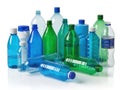 Assorted empty plastic bottles in various colors Royalty Free Stock Photo