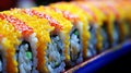 Assorted Exquisite Sushi Rolls in Vibrant Presentation Featuring a Variety of Flavors