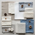 The composition is orderly showcasing each fabric s texture and color Royalty Free Stock Photo