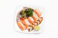 Assorted fish platter in a plate Royalty Free Stock Photo