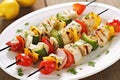 assorted fish skewers ready for a summer cookout Royalty Free Stock Photo