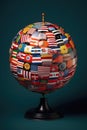 assorted flags of various countries on a globe