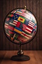 assorted flags of various countries on a globe