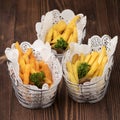 Assorted Flavored french fries with tomato sauce served in dish isolated on table top view of appetizer