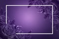 Assorted Flowers Frame On Purple Background With Blank Space For Text