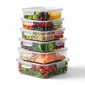 Assorted food items neatly arranged in transparent plastic containers Royalty Free Stock Photo