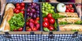 Assorted food items packed inside a box, representing a variety of flavors and ingredients