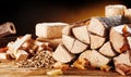Assorted forms of natural wood heating Royalty Free Stock Photo