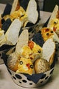 Assorted fresh breads in a metal basket Royalty Free Stock Photo