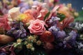 Assorted fresh flowers in a close-up view