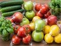 Assorted fresh fruits and vegetables isolated on white background Royalty Free Stock Photo