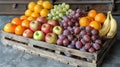 Assorted Fresh Fruits in Wooden Crate Royalty Free Stock Photo