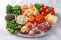 Assorted Fresh Ingredients for a Ketogenic diet. Healthy Meal Preparation Royalty Free Stock Photo