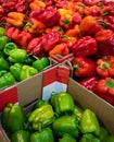Assorted fresh raw sweet bell peppers at market Royalty Free Stock Photo