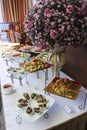 Assorted fresh salads displayed on a buffet