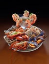 Assorted fresh Seafood platter Royalty Free Stock Photo