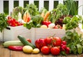 Assorted fresh vegetables in the crates