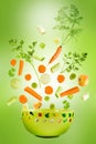 Assorted fresh vegetables falling Royalty Free Stock Photo