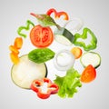 Assorted fresh vegetables flying Royalty Free Stock Photo