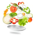 Assorted fresh vegetables flying in a plate Royalty Free Stock Photo