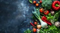 Assorted Fresh Vegetables on Moody Dark Surface Royalty Free Stock Photo