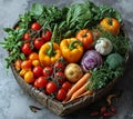 Assorted Fresh Vegetables Packed in a Basket. Royalty Free Stock Photo