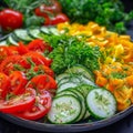 Assorted Fresh Vegetables with Sweet Bell Peppers, Sliced Cucumbers, Tomatoes, Vegetable Low Calorie Royalty Free Stock Photo