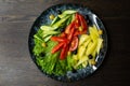 assorted fresh vegetables, tomato, cucumber, pepper end lettuce Royalty Free Stock Photo