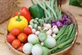 Assorted Fresh Vegetables in a Wicker Basket Royalty Free Stock Photo