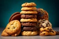 Assorted Freshly Baked Cookie Stack, Generative Ai