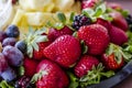 Assorted Fruit and Cheese Tray Royalty Free Stock Photo