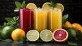 Assorted fruit juices and citrus fruits