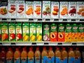 Assorted fruit juices in gourmet supermarket Royalty Free Stock Photo