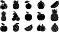 Assorted Fruit Silhouettes Collection on White Background Royalty Free Stock Photo