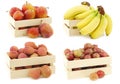 Assorted fruit in a small wooden box Royalty Free Stock Photo