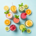 Each glass is adorned with fresh fruit slices and mint leaves Royalty Free Stock Photo