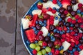 assorted fruits and berries on a plate. summer harvest. Royalty Free Stock Photo