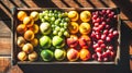 Assorted Fruits Displayed in Baskets at the Market Royalty Free Stock Photo