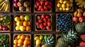 Assorted Fruits Displayed in Baskets at the Market Royalty Free Stock Photo