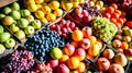 Assorted Fruits Displayed in Baskets at the Market Royalty Free Stock Photo