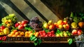 Assorted Fruits Packed in a Wooden Crate Royalty Free Stock Photo