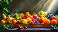 Assorted Fruits Packed in a Wooden Crate Royalty Free Stock Photo