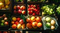 Assorted Fruits Packed in a Wooden Crate Royalty Free Stock Photo