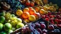 Assorted Fruits Packed in a Wooden Crate Royalty Free Stock Photo