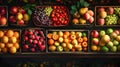 Assorted Fruits on Wooden Crates Royalty Free Stock Photo