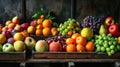 Assorted Fruits on Wooden Crates Royalty Free Stock Photo