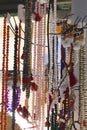 Assorted gemstone fashion necklaces in a shop