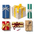 Assorted gift boxes isolated on white background Royalty Free Stock Photo