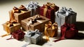 Assorted gift boxes with ribbons Royalty Free Stock Photo